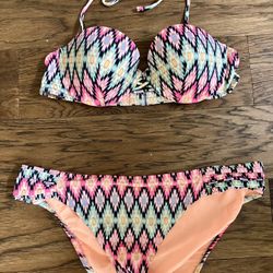 Victoria's Secret Vintage Swimwear Bandeau String Bikini Set Bottom Aztec 36B