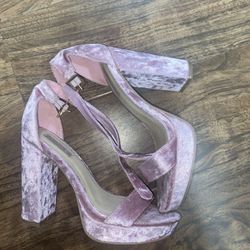 Pink Velvet Heels