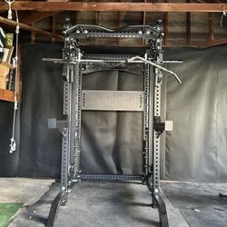 PRO SERIES Ultimate Half Rack Functional Trainer w/Smith Machine Bar | 400lb Stack | Gym Equipment | Fitness | Commercial | Squat Rack 