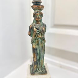 MCM Bronze And Marble Candle Holder