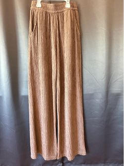 Tan Textured Wide-Leg Lounge Pants