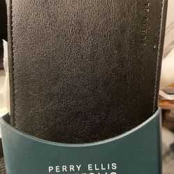 Original Perry Ellis, Men’s Wallet, Brand New In Case Black Leather Wallet