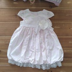 18MOS LIGHT PINK CREAM ROSE LACE DRESS