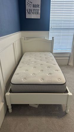Pottery Barn White twin bed with mattress