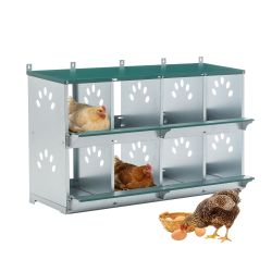 8 Compartment Chicken Nesting Boxes,For Laying Eggs, Metal Poultry Nest Box Wall Mount for Chickens, Hens, Large Vented Holes Chicken Coop Box
