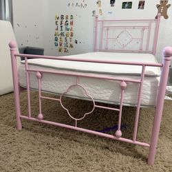 Twin Bed Frame + Mattress (LIKE NEW condition)