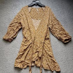 Free People Wrap Dress Womens XS Floral Long Sleeve Mini