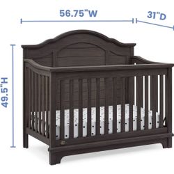 Baby Crib with Toddler Rail,Rustic Grey