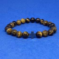 Natural charged Tiger Eye & Hematite Bracelet (known For: Healer,decision & $ Making,calm Emotions,remove Bad Energy)