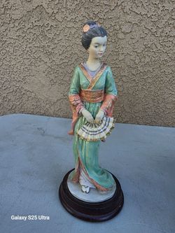 Geshia figuirene resin with wood base.