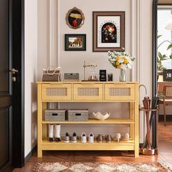 Front Console Table with Shelves