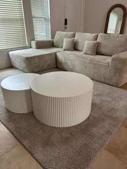 White Round Nesting Coffee Table Set of 2