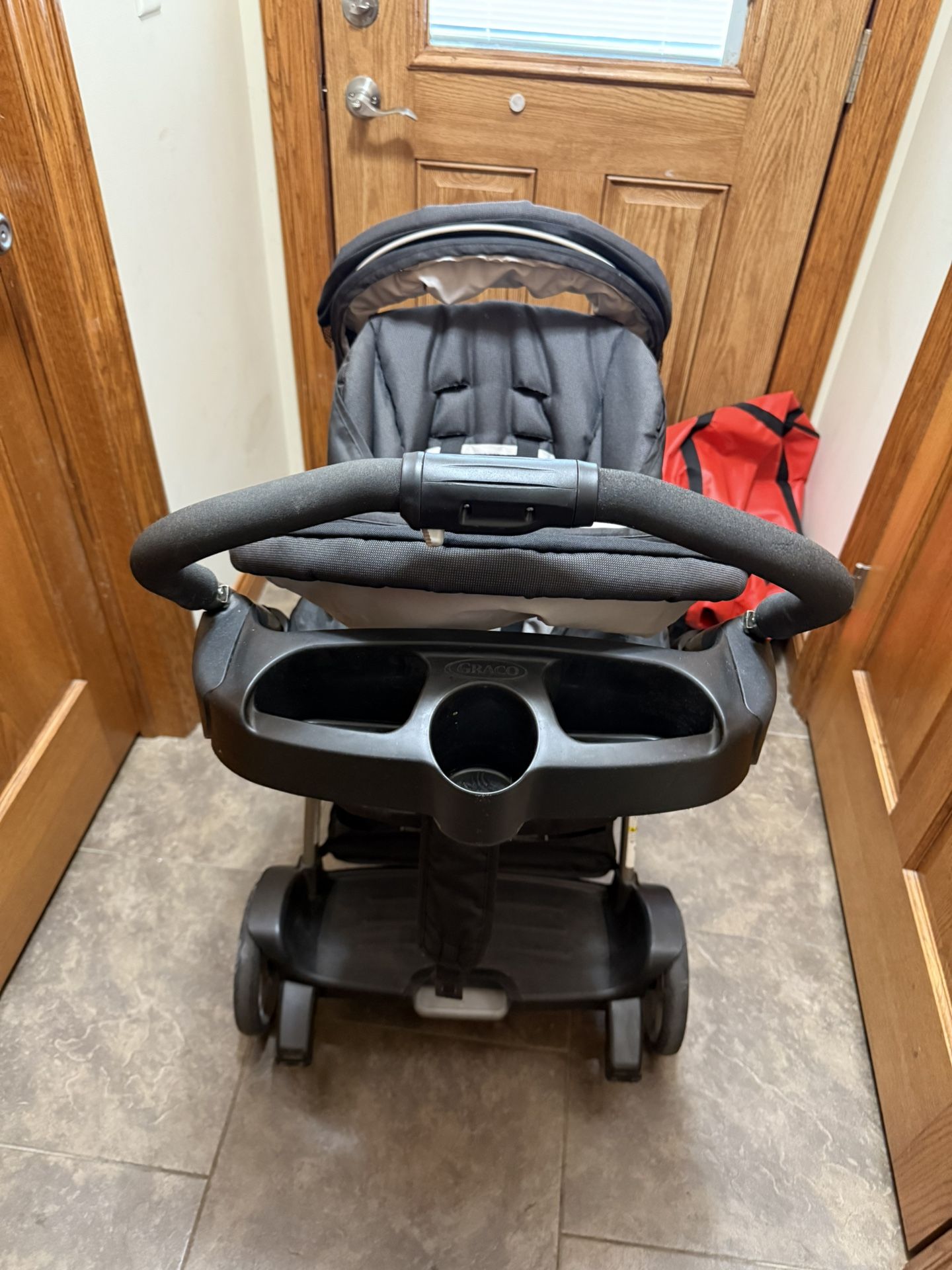 Graco double stroller with trays and canopys