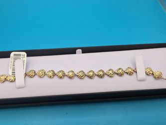 Gold Nugget Heart Link Bracelet