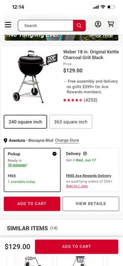 Weber 18” original kettle charcoal grill