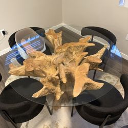 Teakwood Dining Table with Glass Top