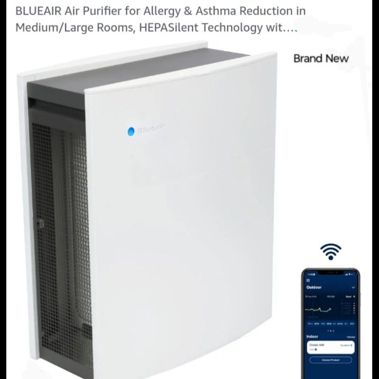 Brand New Blue Air Purifier with HEPA Silent Technology Compatible with Alexa