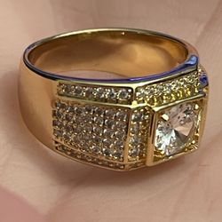 New Mans Dress Ring Size 11.5 With Faux Diamonds And Good Time