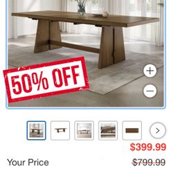 Costco Thomasville Kayde 92-110" Wood Dining Table