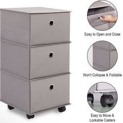   MULISOFT Fabric Dresser with 3 Drawer, Foldable 3 Drawer Storage 