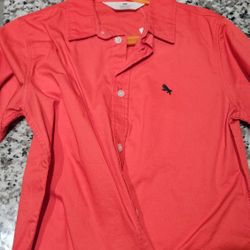 New HM Dress Shirt Red Blood Orange Color Size 9