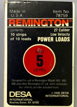 Remington 27 Caliber Power Loads Red Level 5