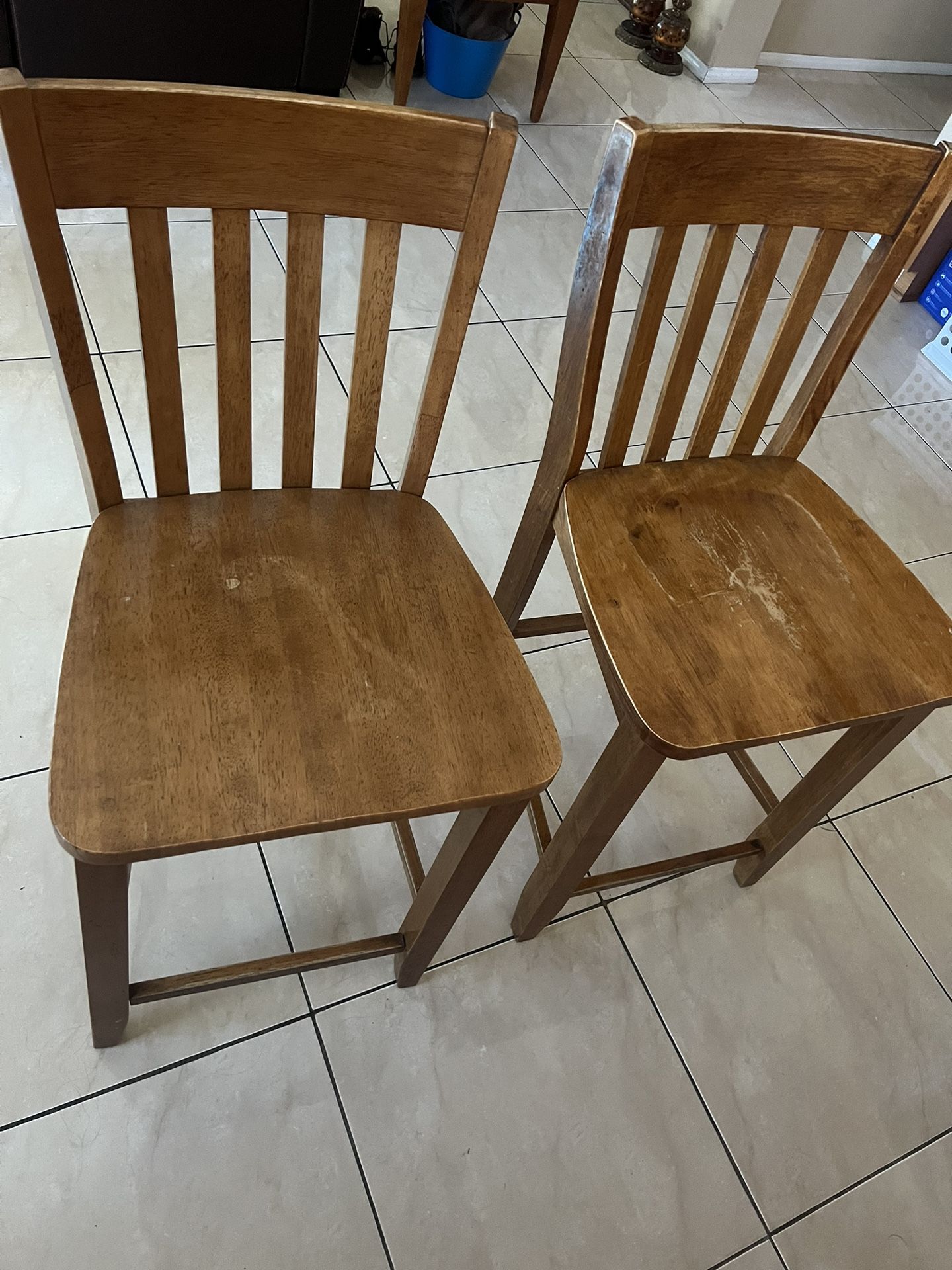Two Light Brown Bar Chairs