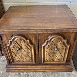 Solid Wood End Table With Two Doors 