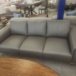 CONTEMPORARY LEATHER GRAY SOFA