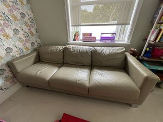 Taupe Real Leather Sofa