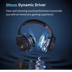 2.4GHz Wireless Gaming Headset for PS4, PS5, PC, Nintendo Switch, Bluetooth 5.2 Gaming Headphones with Mic for Mobile Device, Noise Canceling, Bass Su
