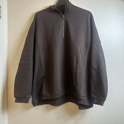 Boyfriend Fleece Slouchy Half Zip Pullover By Skims Color Espresso