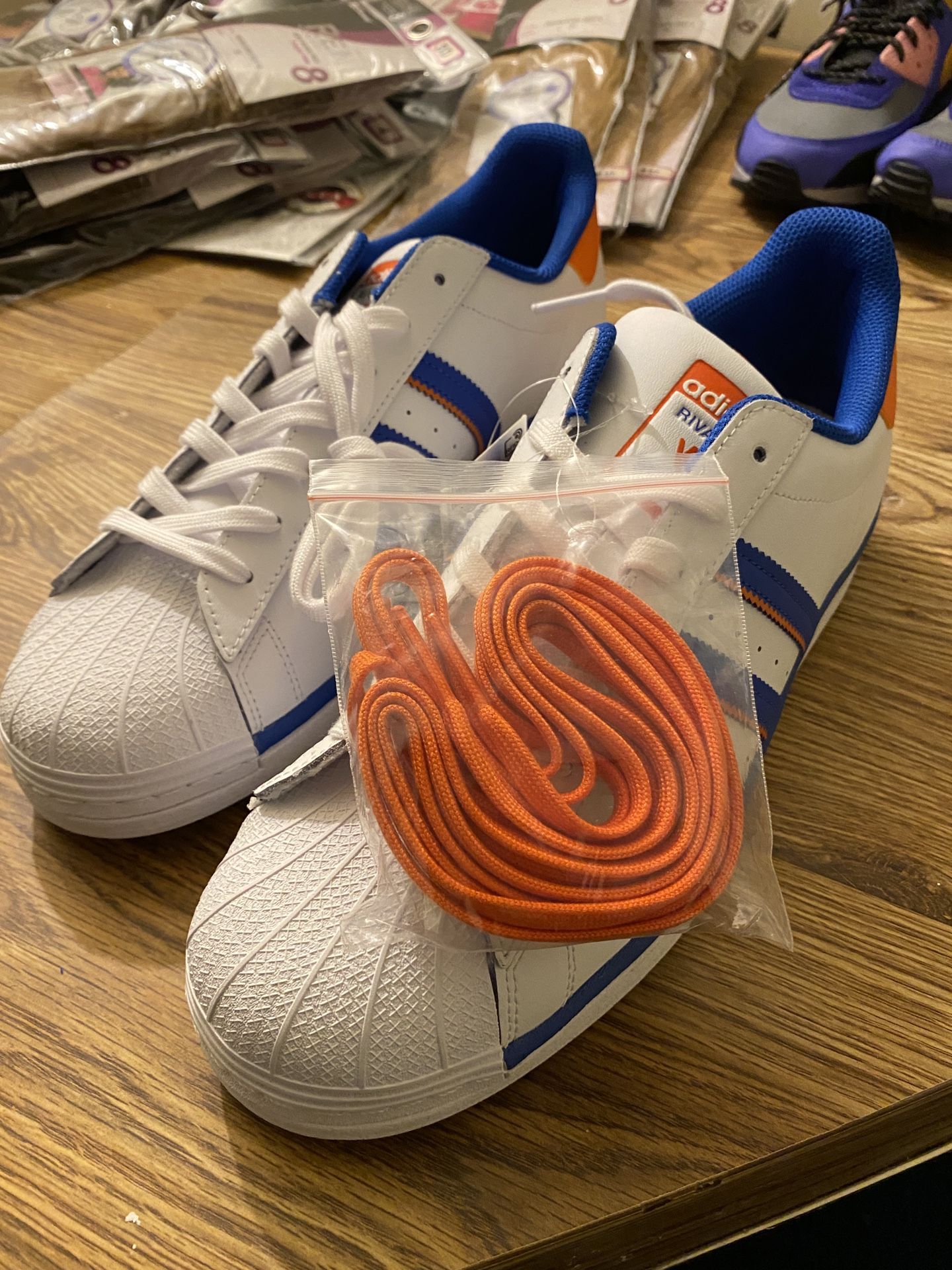 Adidas Superstar with Alternate shoelaces Size 12