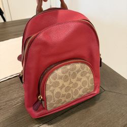 Coach 657 Carrie Backpack 23 Tan/Red