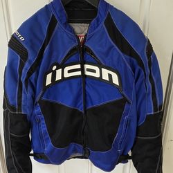 Icon Contra Textile Motorcycle Jacket Large Blue/Black  New Without Tags