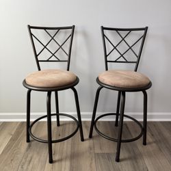 2 Steel Bistro Pub Barstool Chairs