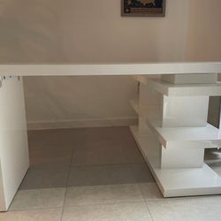 From EL DORADO - GLOSSY FINISH WHITE FOLDABLE DESK WITH BOOKCASE