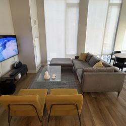 West Elm Modern Gray Sectional Sofa w/ Ottoman – Excellent Condition! 🔥