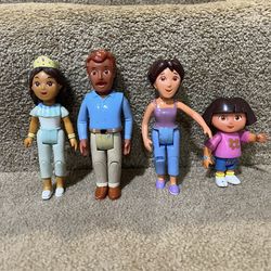 Dora The Explorer Family Action Figure Lot Of 4! Mattel Posable Figures Family