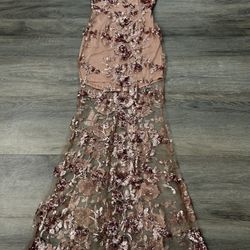 Pink Floral Sequin Dress