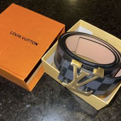 Louis Vuitton Black And Gold Damier Belt Size 32