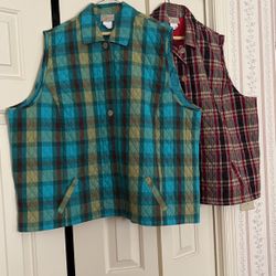 Two Quilted Size 3x Fashion Vests