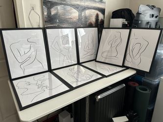 SUPERB SET OF EIGHT PRINTS | FIGURATIVE WOMAN CLASSIC FEMININE FIGURE BY ART REMEDY MODERN DRAWING