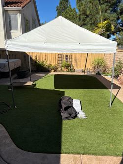 10x10 pop up tent with walls, wheel bag, stakes