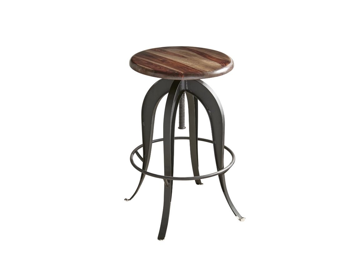 Steve Silver Sparrow Indoor Swivel Backless Adjustable 32" Height Round Bar Stool, Brown
