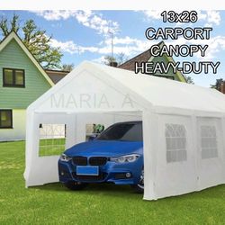 13x26FT Party Tent Heavy Duty Wedding Tent Event Shelters Outdoor Canopy Upgraded Galvanized Steel Carport with Removable Sidewall Windows for Commerc