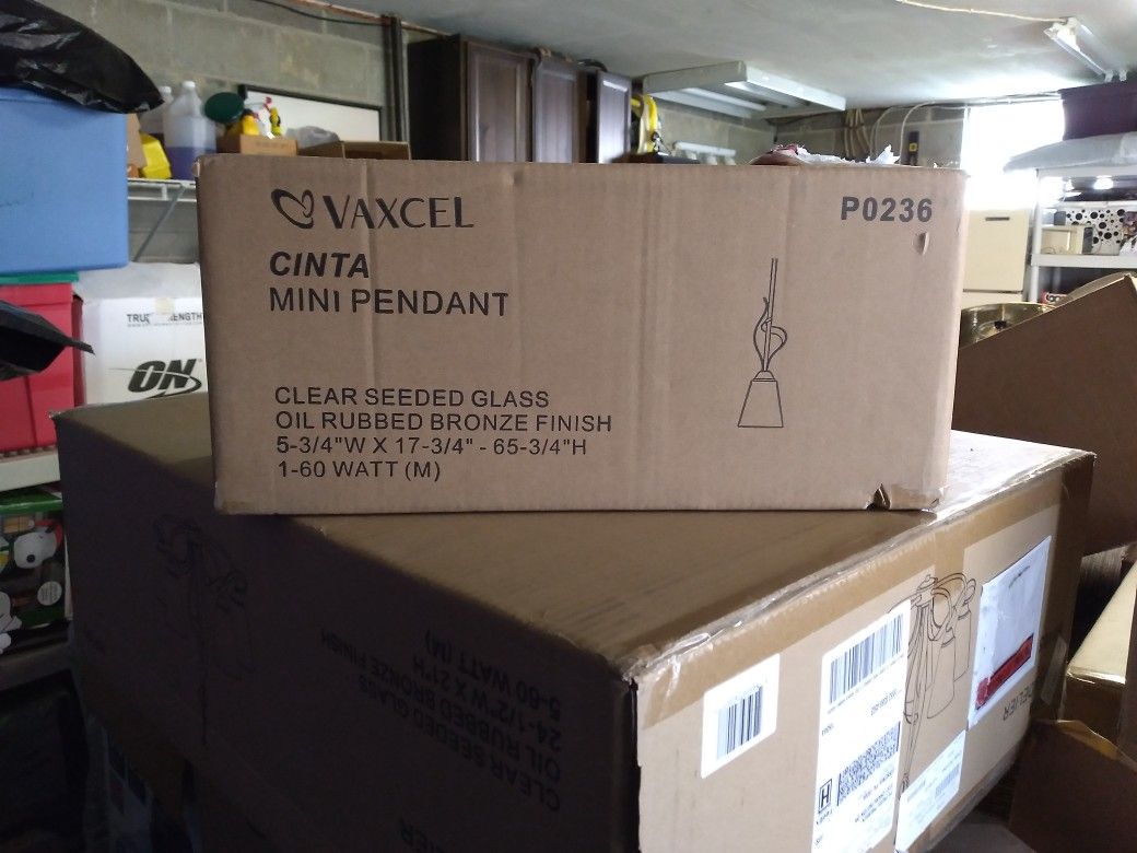 Clear Seeded Glass Oil Rubbed Bronze Mini PENDANT NEW