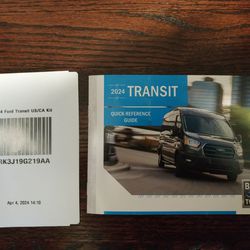 New 2024 Ford Transit Owner's Quick Reference Guide! Unused! Perfect Condition!