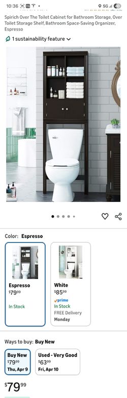 Spirich Over The Toilet Cabinet for Bathroom Storage, Over Toilet Storage Shelf, Bathroom Space-Saving Organizer, Espresso