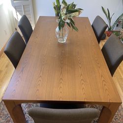 Solid Wood Dining Table + 6 Modern Chairs